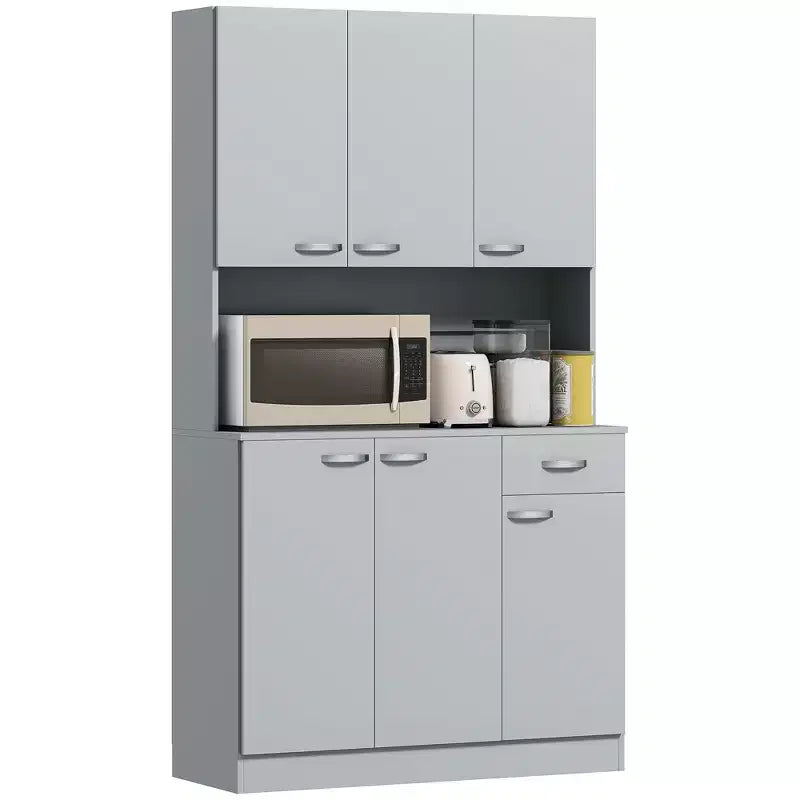 HOMCOM 71 Freestanding Buffet with Hutch, Kitchen Pantry, Cupboard with 6 Doors, 3 Adjustable Shelves, and 1 Drawer