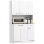HOMCOM Buffet sur pied 180 cm avec huche, garde-manger de cuisine, armoire avec 6 portes, 3 étagères réglables et 1 tiroir
