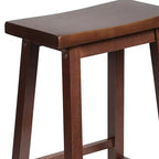 Tabouret de comptoir de cuisine PJ Wood Classic Saddle-Seat, hauteur 61 cm, pour maisons, salles à manger et bars, avec assise sans dossier, 4 pieds carrés, noyer (lot de 4)