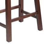 Tabouret de comptoir de cuisine PJ Wood Classic Saddle-Seat, hauteur 61 cm, pour maisons, salles à manger et bars, avec assise sans dossier, 4 pieds carrés, noyer (lot de 4)