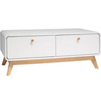 Ren Home Leva Meuble TV Scandinave Courbé 2 Tiroirs, Blanc