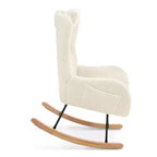 Fauteuil à bascule Teddy en tissu bouclette avec pieds en bois d'hévéa - ModernLuxe
