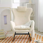 Fauteuil à bascule Teddy en tissu bouclette avec pieds en bois d'hévéa - ModernLuxe