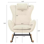 Fauteuil à bascule Teddy en tissu bouclette avec pieds en bois d'hévéa - ModernLuxe