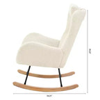 Fauteuil à bascule Teddy en tissu bouclette avec pieds en bois d'hévéa - ModernLuxe