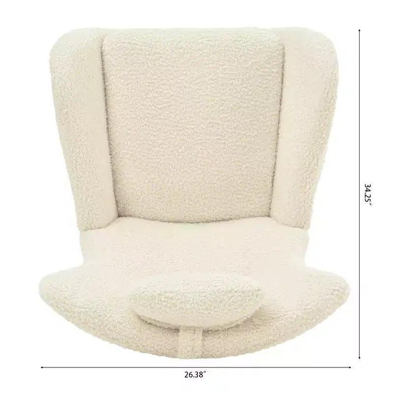 Fauteuil à bascule Teddy en tissu bouclette avec pieds en bois d'hévéa - ModernLuxe