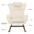 Fauteuil à bascule Teddy en tissu bouclette avec pieds en bois d'hévéa - ModernLuxe