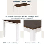 Ensemble de salle à manger rustique en bois 6 pièces, table rectangulaire avec 4 chaises et banc-ModernLuxe