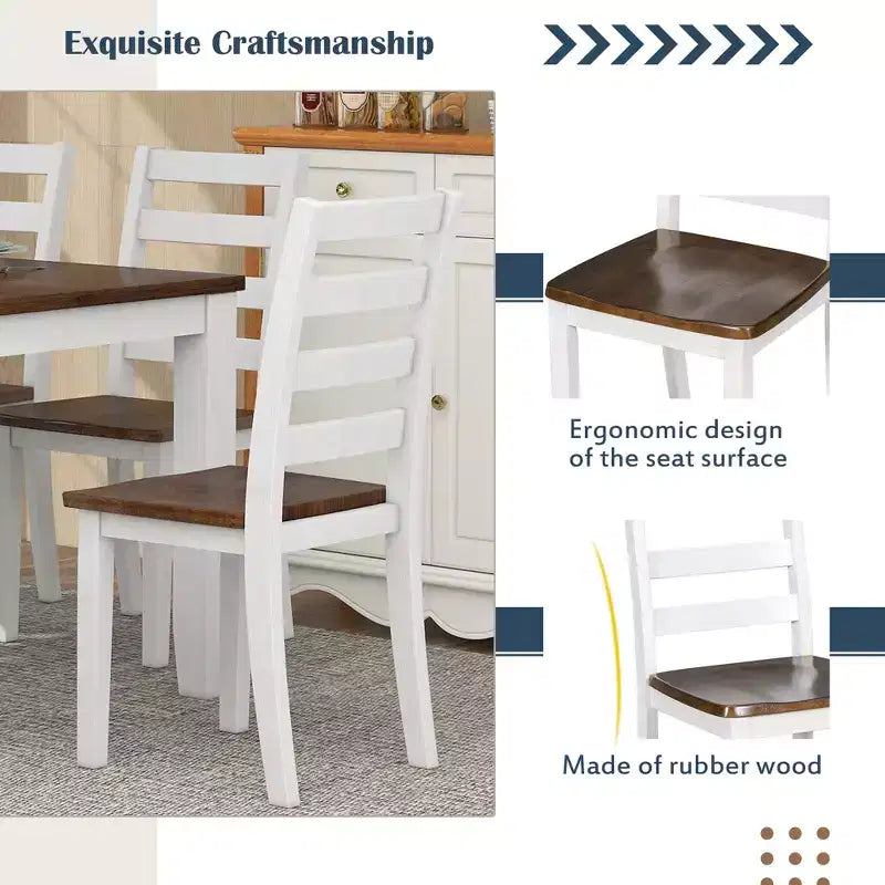 Ensemble de salle à manger rustique en bois 6 pièces, table rectangulaire avec 4 chaises et banc-ModernLuxe