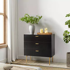 Commode à 3 tiroirs Brian 32 Tall pour chambre à coucher | ART OF LIVING DESIGNS-BLACK