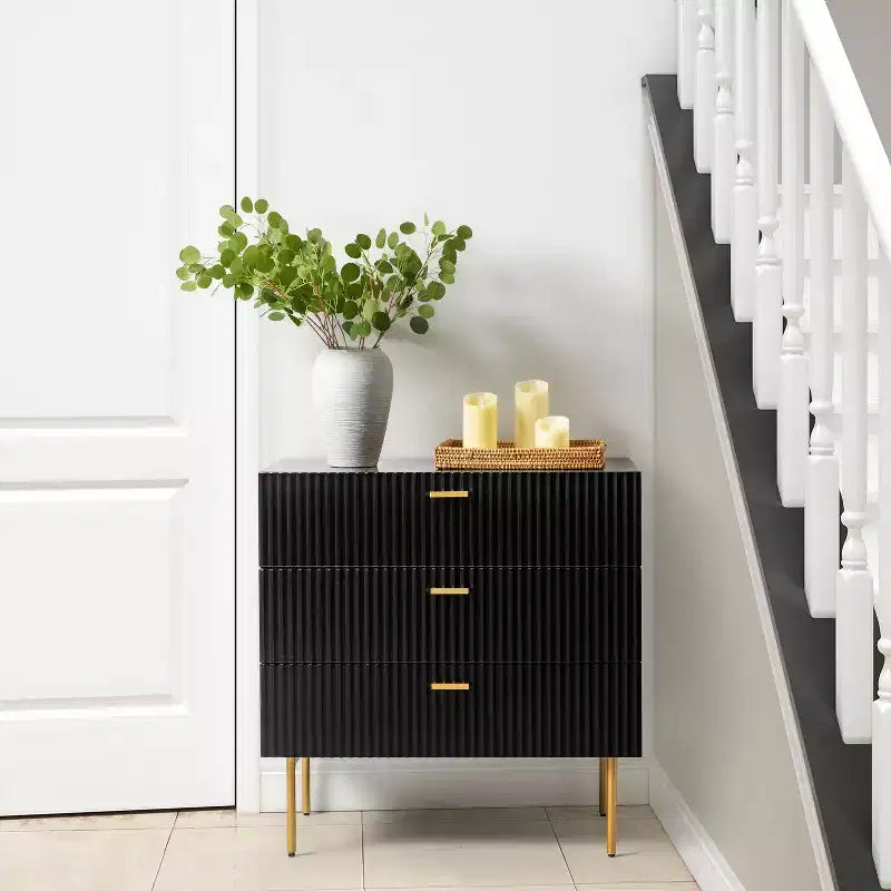 Commode à 3 tiroirs Brian 32 Tall pour chambre à coucher | ART OF LIVING DESIGNS-BLACK
