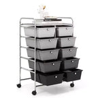 Costway Chariot de rangement à 10 tiroirs Desserte roulante de cuisine/bureau Noir/Transparent/Macaron/Gris/Dégradé de noir/Multicolore/Rose/Arc-en-ciel et blanc/Rose vif/Rose peau/Violet