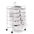 Costway Chariot de rangement à 10 tiroirs Desserte roulante de cuisine/bureau Noir/Transparent/Macaron/Gris/Dégradé de noir/Multicolore/Rose/Arc-en-ciel et blanc/Rose vif/Rose peau/Violet