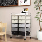 Costway Chariot de rangement à 10 tiroirs Desserte roulante de cuisine/bureau Noir/Transparent/Macaron/Gris/Dégradé de noir/Multicolore/Rose/Arc-en-ciel et blanc/Rose vif/Rose peau/Violet