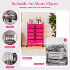 Costway Chariot de rangement à 10 tiroirs Desserte roulante de cuisine/bureau Noir/Transparent/Macaron/Gris/Dégradé de noir/Multicolore/Rose/Arc-en-ciel et blanc/Rose vif/Rose peau/Violet