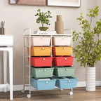 Costway Chariot de rangement à 10 tiroirs Desserte roulante de cuisine/bureau Noir/Transparent/Macaron/Gris/Dégradé de noir/Multicolore/Rose/Arc-en-ciel et blanc/Rose vif/Rose peau/Violet