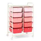 Costway Chariot de rangement à 10 tiroirs Desserte roulante de cuisine/bureau Noir/Transparent/Macaron/Gris/Dégradé de noir/Multicolore/Rose/Arc-en-ciel et blanc/Rose vif/Rose peau/Violet