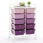 Costway Chariot de rangement à 10 tiroirs Desserte roulante de cuisine/bureau Noir/Transparent/Macaron/Gris/Dégradé de noir/Multicolore/Rose/Arc-en-ciel et blanc/Rose vif/Rose peau/Violet
