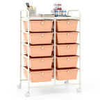 Costway Chariot de rangement à 10 tiroirs Desserte roulante de cuisine/bureau Noir/Transparent/Macaron/Gris/Dégradé de noir/Multicolore/Rose/Arc-en-ciel et blanc/Rose vif/Rose peau/Violet