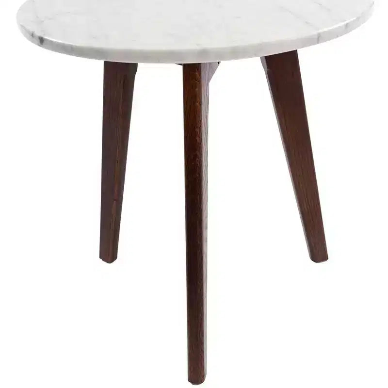 La table d'appoint ronde en marbre blanc de Carrare italien Cherie 15 de la collection Bianco
