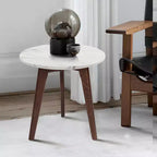 La table d'appoint ronde en marbre blanc de Carrare italien Cherie 15 de la collection Bianco