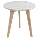 La table d'appoint ronde en marbre blanc de Carrare italien Cherie 15 de la collection Bianco