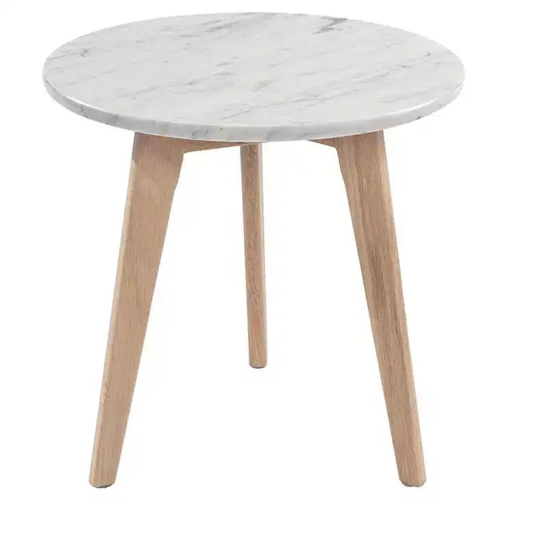 La table d'appoint ronde en marbre blanc de Carrare italien Cherie 15 de la collection Bianco