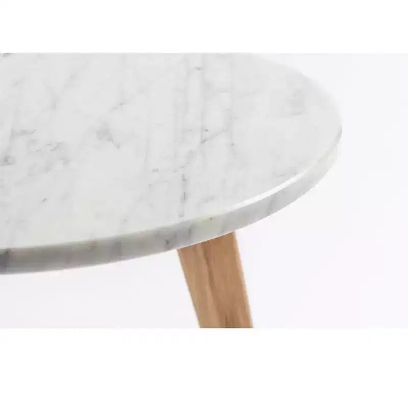 La table d'appoint ronde en marbre blanc de Carrare italien Cherie 15 de la collection Bianco