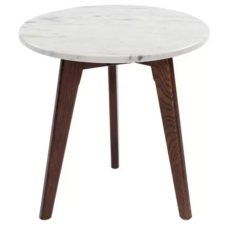 La table d'appoint ronde en marbre blanc de Carrare italien Cherie 15 de la collection Bianco