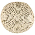 Northlight 18 Pouf Ottoman Rond en Macramé Crème Uni Fait Main en Coton Naturel