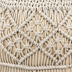 Northlight 18 Pouf Ottoman Rond en Macramé Crème Uni Fait Main en Coton Naturel