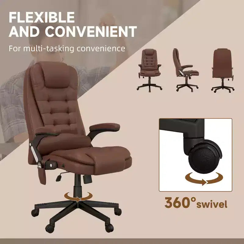Chaise de bureau de massage HOMCOM à dossier haut, fauteuil d'ordinateur inclinable et chauffant avec télécommande