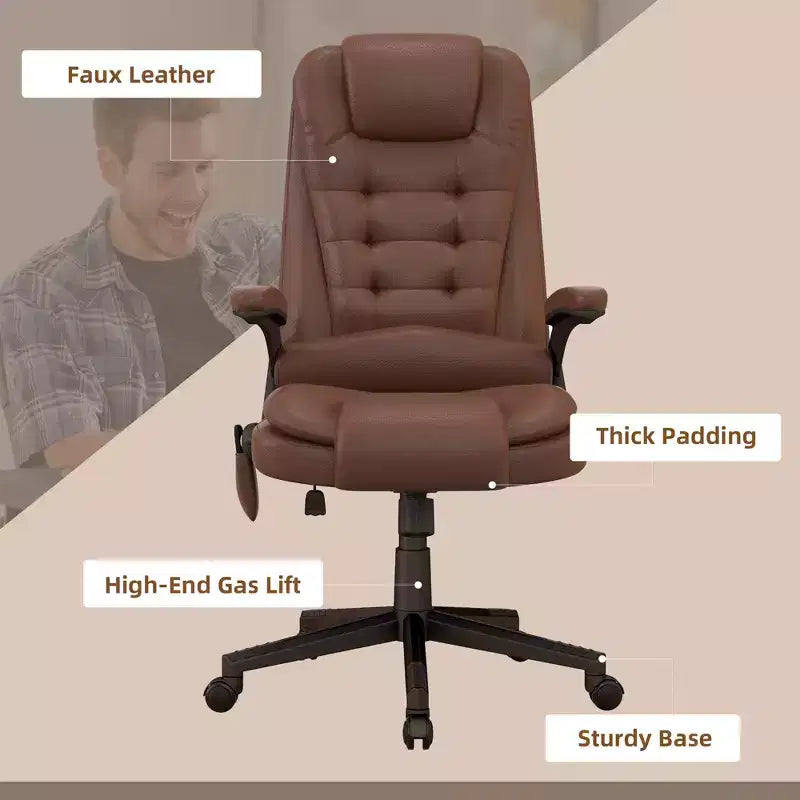 Chaise de bureau de massage HOMCOM à dossier haut, fauteuil d'ordinateur inclinable et chauffant avec télécommande