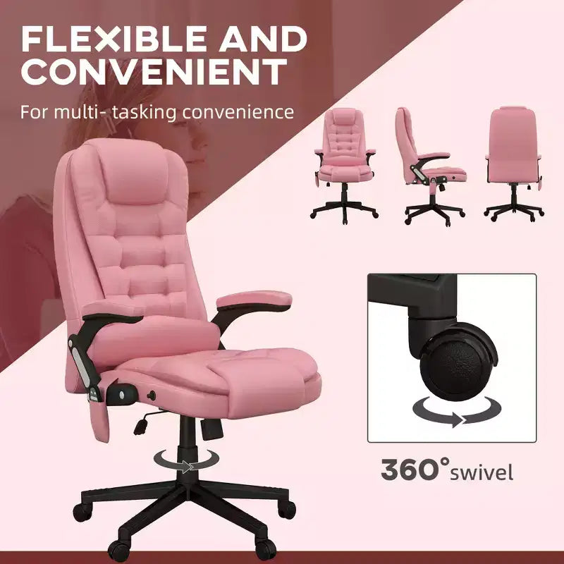 Chaise de bureau de massage HOMCOM à dossier haut, fauteuil d'ordinateur inclinable et chauffant avec télécommande