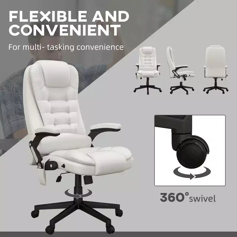 Chaise de bureau de massage HOMCOM à dossier haut, fauteuil d'ordinateur inclinable et chauffant avec télécommande