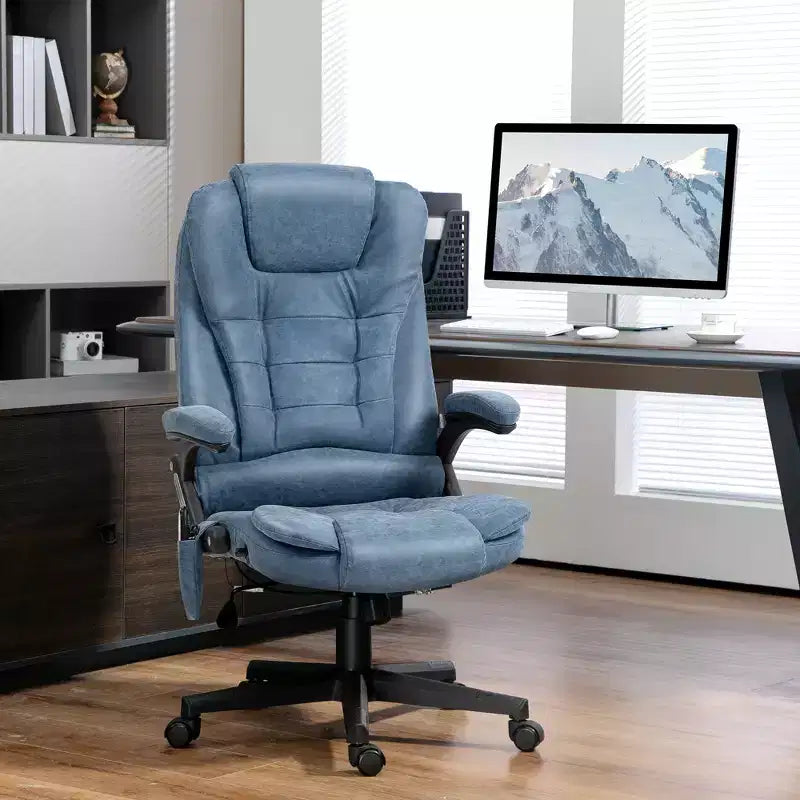 Chaise de bureau de massage HOMCOM à dossier haut, fauteuil d'ordinateur inclinable et chauffant avec télécommande