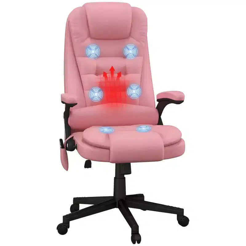 Chaise de bureau de massage HOMCOM à dossier haut, fauteuil d'ordinateur inclinable et chauffant avec télécommande