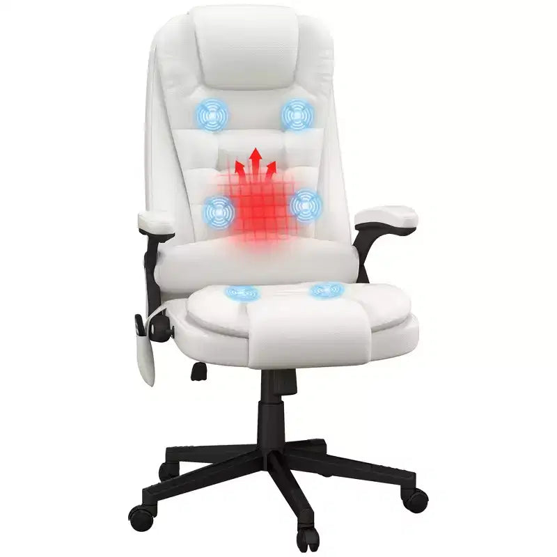 Chaise de bureau de massage HOMCOM à dossier haut, fauteuil d'ordinateur inclinable et chauffant avec télécommande