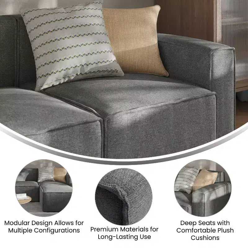 Fauteuil d'angle droit modulable Emma et Oliver avec accoudoir