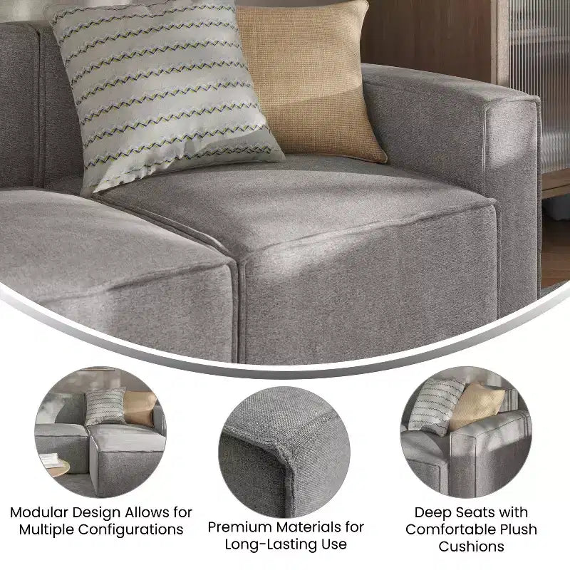 Fauteuil d'angle droit modulable Emma et Oliver avec accoudoir