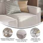 Fauteuil d'angle droit modulable Emma et Oliver avec accoudoir