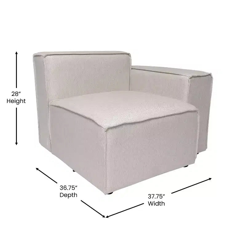 Fauteuil d'angle droit modulable Emma et Oliver avec accoudoir