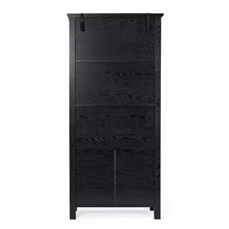 Flash Furniture Stella, bibliothèque et armoire de rangement modernes de style ferme en bois avec portes en verre trempé et 3 étagères supérieures