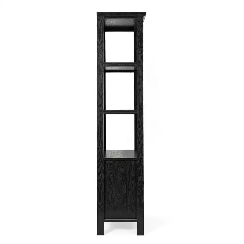 Flash Furniture Stella, bibliothèque et armoire de rangement modernes de style ferme en bois avec portes en verre trempé et 3 étagères supérieures