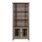Flash Furniture Stella, bibliothèque et armoire de rangement modernes de style ferme en bois avec portes en verre trempé et 3 étagères supérieures