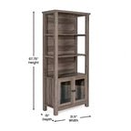 Flash Furniture Stella, bibliothèque et armoire de rangement modernes de style ferme en bois avec portes en verre trempé et 3 étagères supérieures