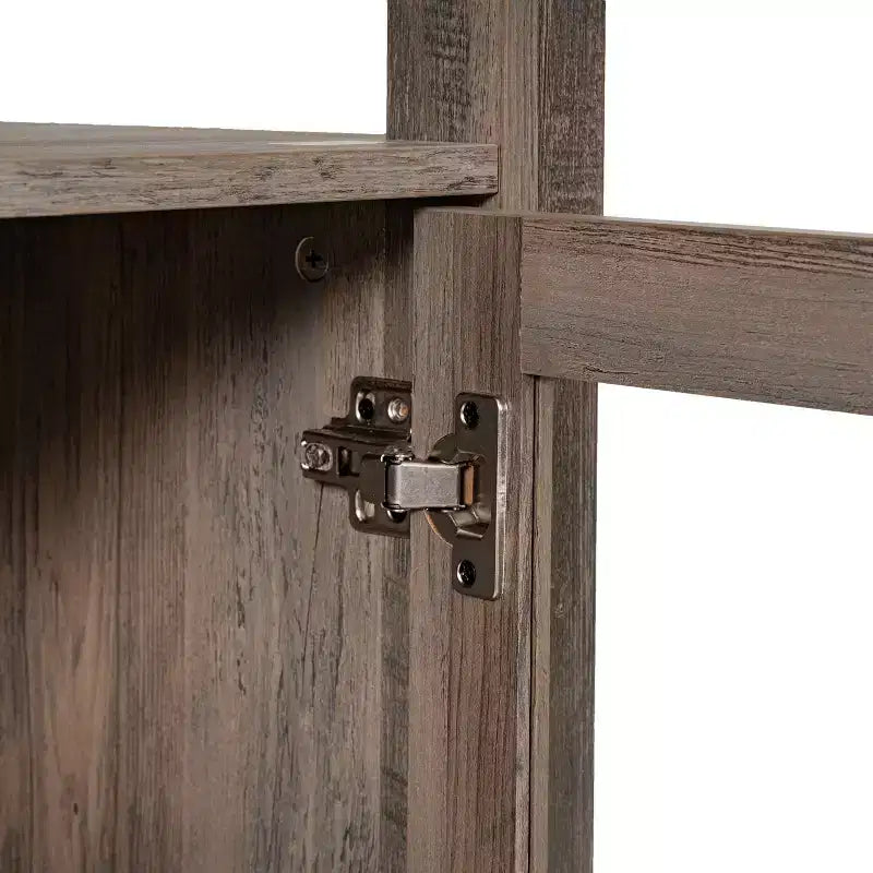 Flash Furniture Stella, bibliothèque et armoire de rangement modernes de style ferme en bois avec portes en verre trempé et 3 étagères supérieures