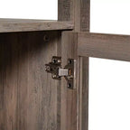 Flash Furniture Stella, bibliothèque et armoire de rangement modernes de style ferme en bois avec portes en verre trempé et 3 étagères supérieures