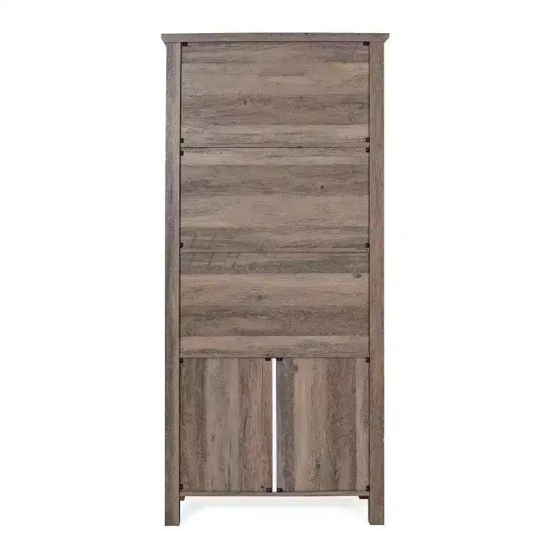 Flash Furniture Stella, bibliothèque et armoire de rangement modernes de style ferme en bois avec portes en verre trempé et 3 étagères supérieures