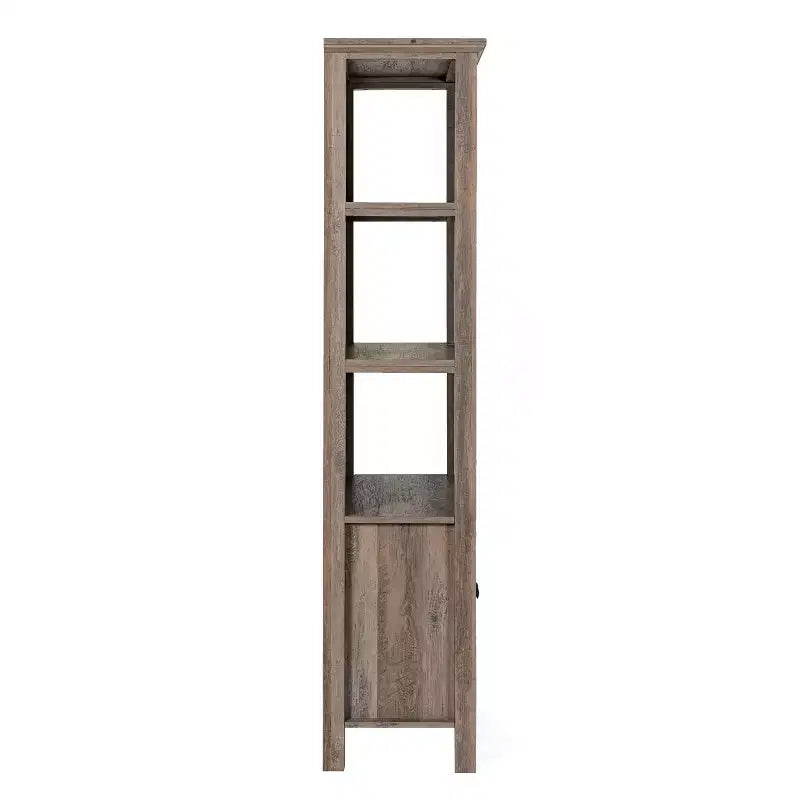Flash Furniture Stella, bibliothèque et armoire de rangement modernes de style ferme en bois avec portes en verre trempé et 3 étagères supérieures